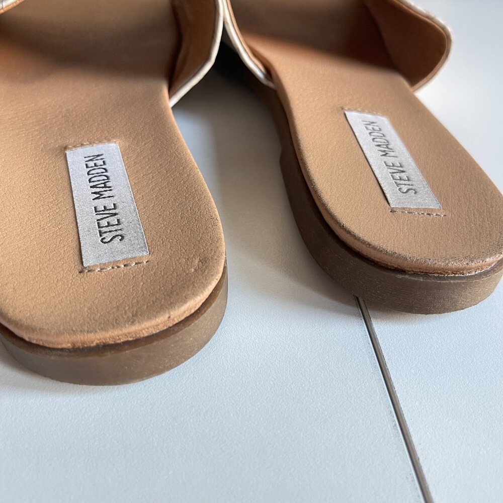 Steve Madden Women's Karolyn White Snakeskin Slides Slip On Sandals Size 9 - Picture 9 of 10